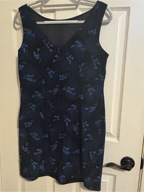 Sleeveless Navy Floral Midi Dress